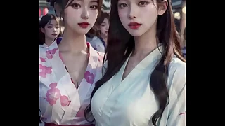 (3D Lively AI-GENERATED MODELS) girlfriends came in an obstacle air yukatas (with pussy misapplication ASMR sound!)